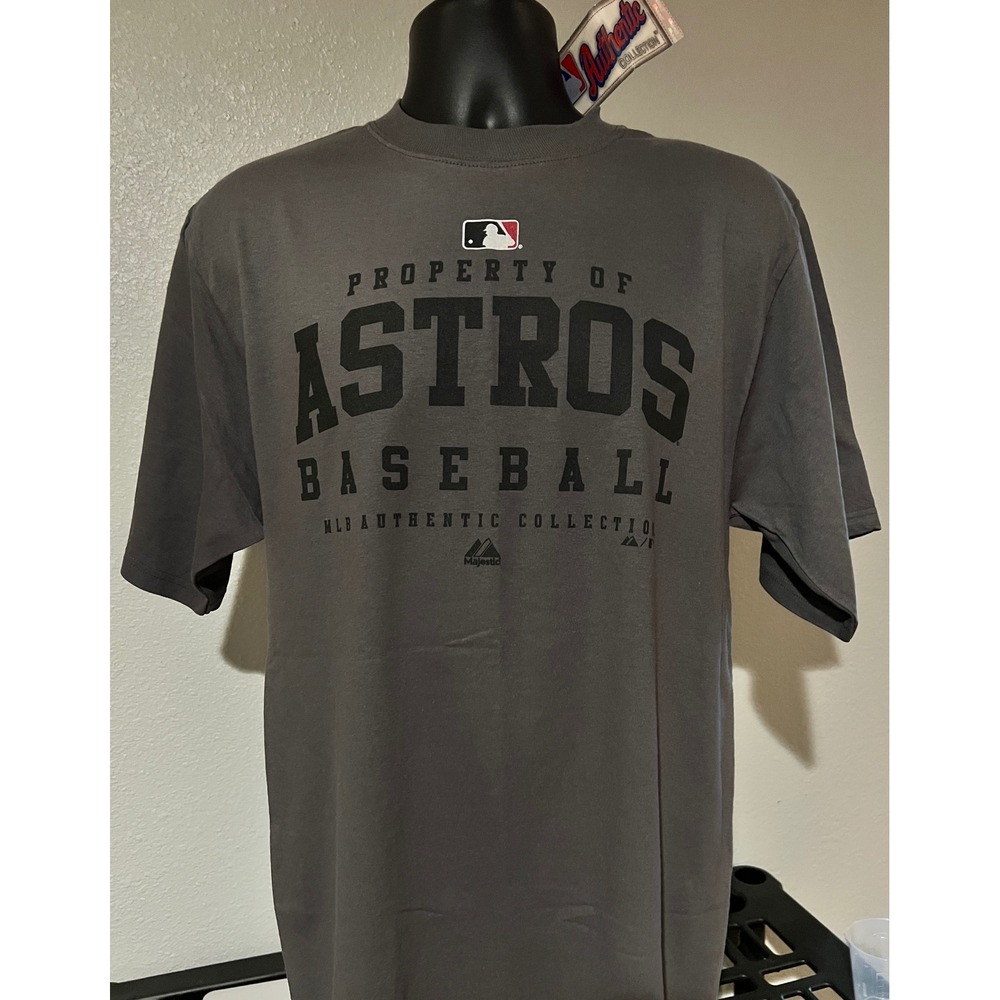 Majestic Houston Astros T-Shirt Mens Small Charcoal Gray NWT MLB Authentic Tee